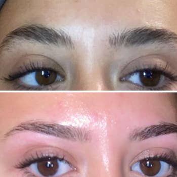 reviewers eyebrows before and after waxing, more shaped after