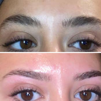 reviewers eyebrows before and after waxing, more shaped after