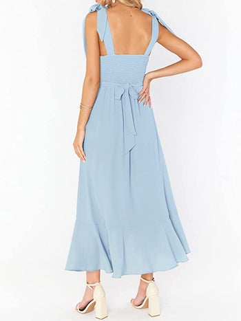 back view of the same model and dress