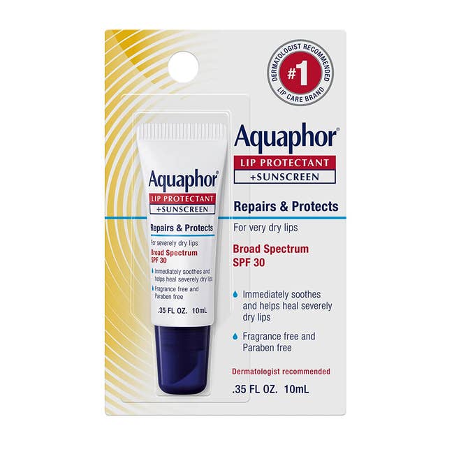 A package of the aquaphor lip balm with spf