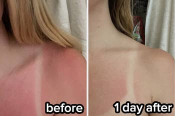 Reviewer photo showing before and after using Solar Recover spray