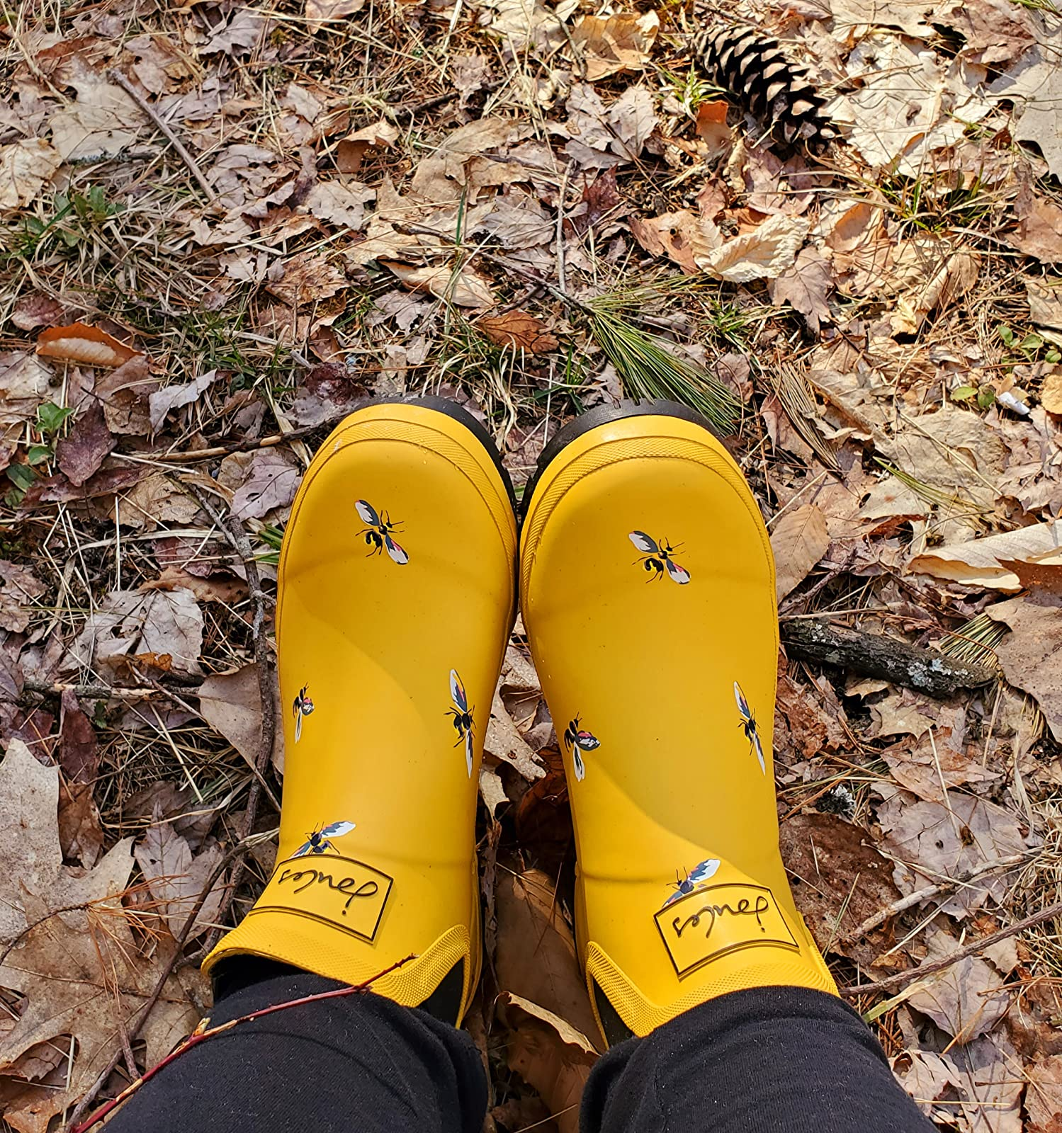 short yellow rain boots