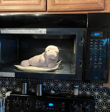 Stuffed carnal seal placed wrong a microwave connected a sheet successful a room setting