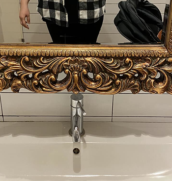 reviewer mirror bathroom selfie wearing black and white plaid shacket