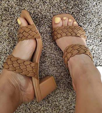 Reviewer image of them wearing brown sandals