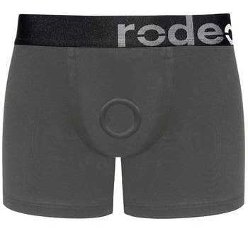 Gray boxers with o-ring harness