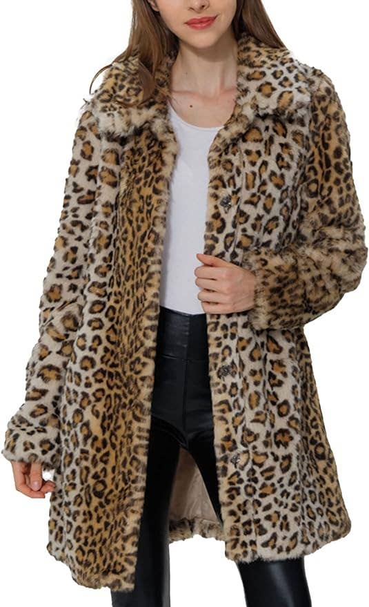 model wearing leopard print coat