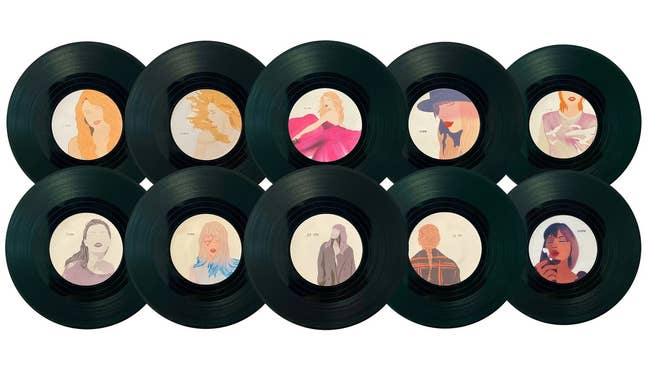 Image of 10 vinyl record coasters