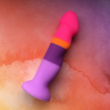 Pink and purple striped summer fling dildo