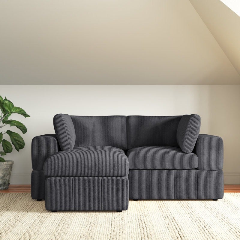 the gray corduroy sectional