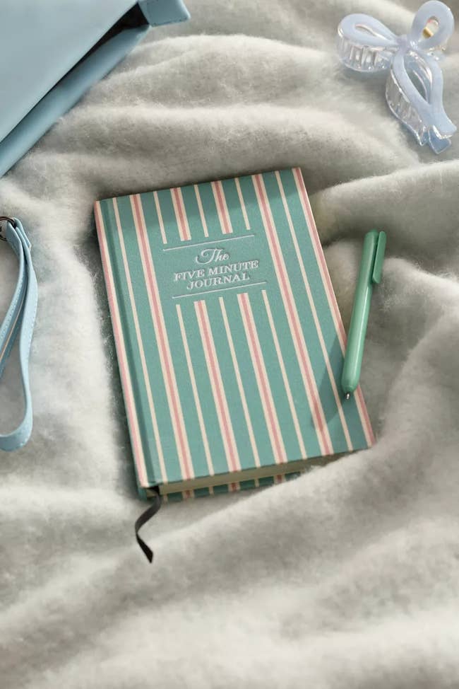 Striped diary with screen speechmaking