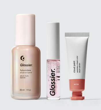 the trio of glossier products