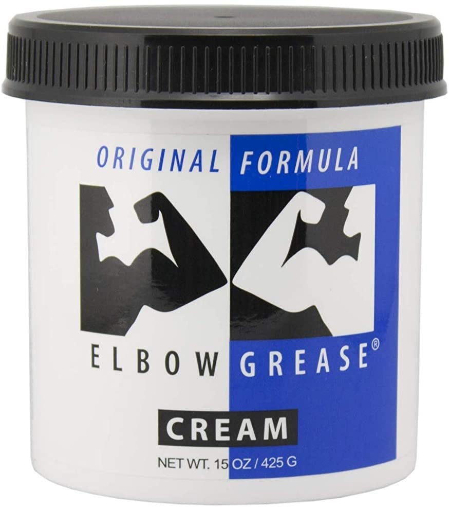 White and royal blue tub of lubricant