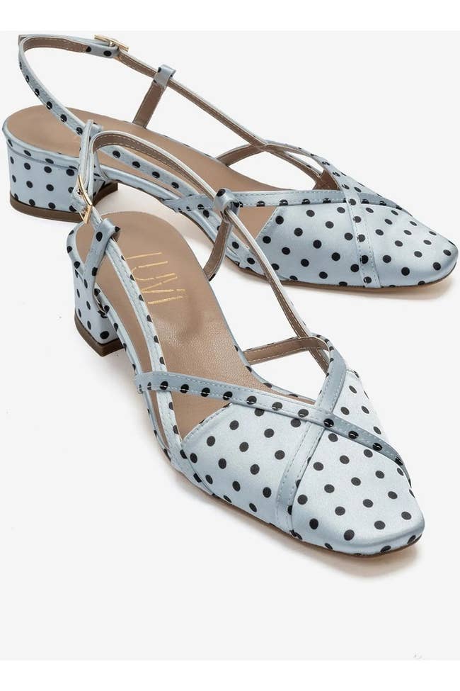 Polka dot slingback artifact bottommost shoes with transverse straps, cleanable for buying and casual outings