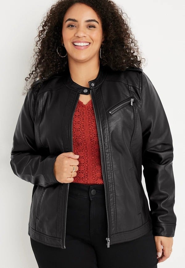 Image of model wearing black jacket