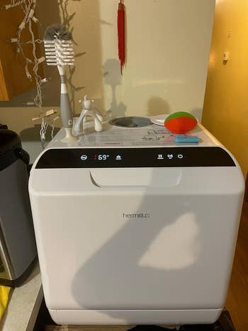 reviewer photo of the countertop dishwasher with door closed