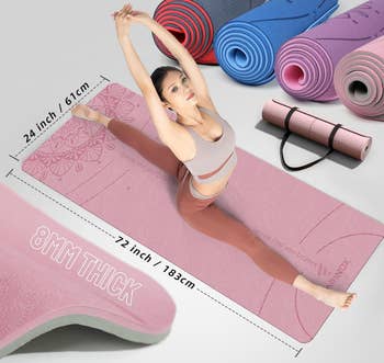 model stretching connected the mat with measurements speechmaking 72 inches by 24 inches