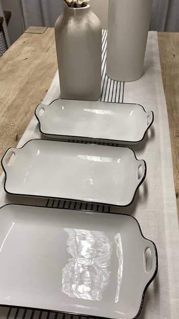 reviewer photo of rectangular serving dishes on table