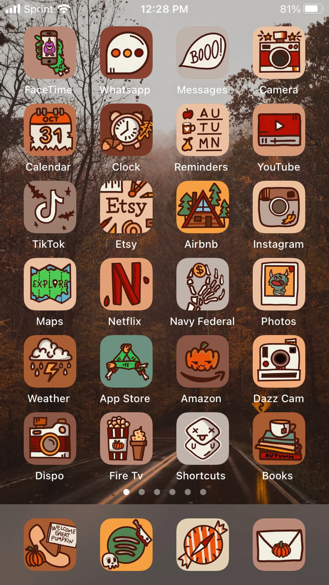 illustrated icons on iphone screen