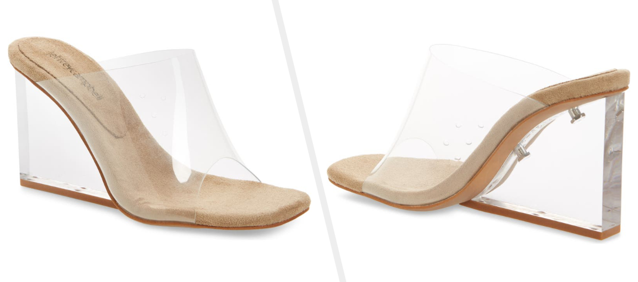 Two images of the clear wedge sandal