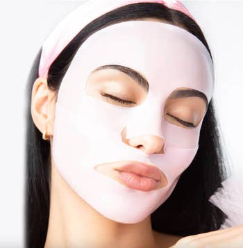 Camila Mendes wearing the pink hydrogel mask