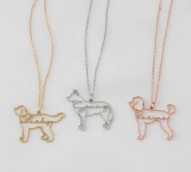 Image of gold, silver, and rose gold necklaces
