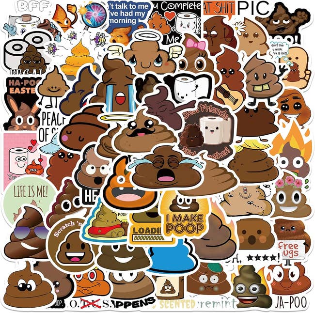 various poop centric stickers