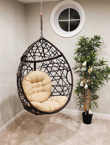 Reviewer image of the hanging chair inside