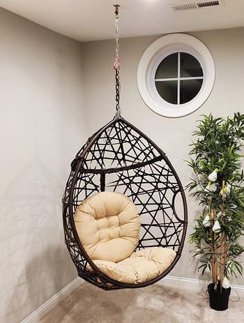 Reviewer image of the hanging chair inside