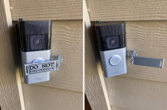 Video doorbell with a flip motion   that reads 