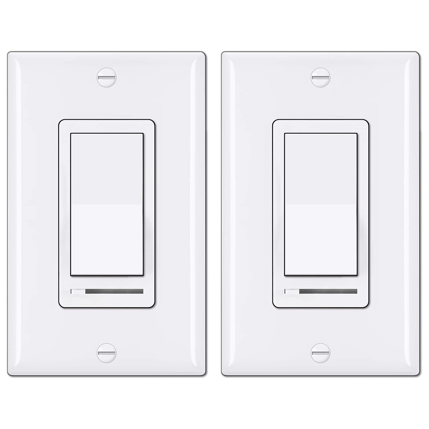 two white dimmer switches