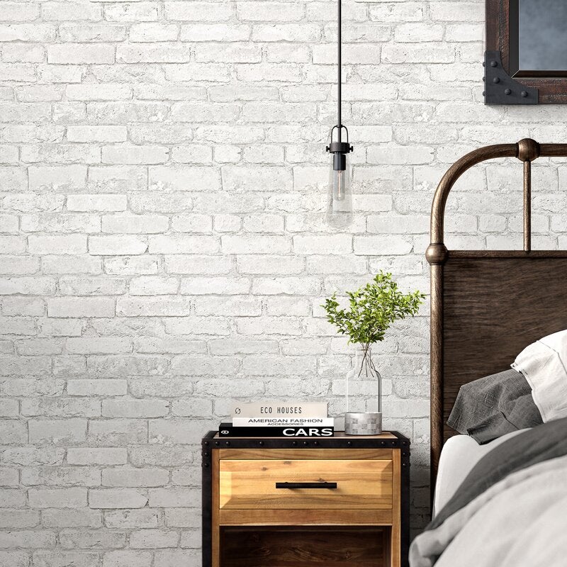 Faux brick wallpaper on a wall