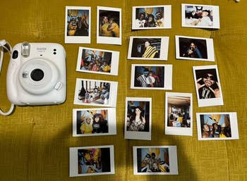 white polaroid with a bunch of pictures taken