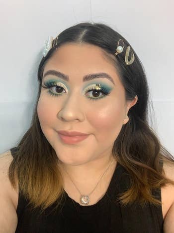 the reviewer's eye makeup look using the palette