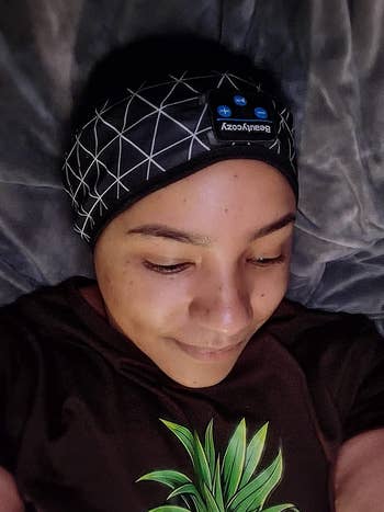 image of reviewer wearing the starry black headband