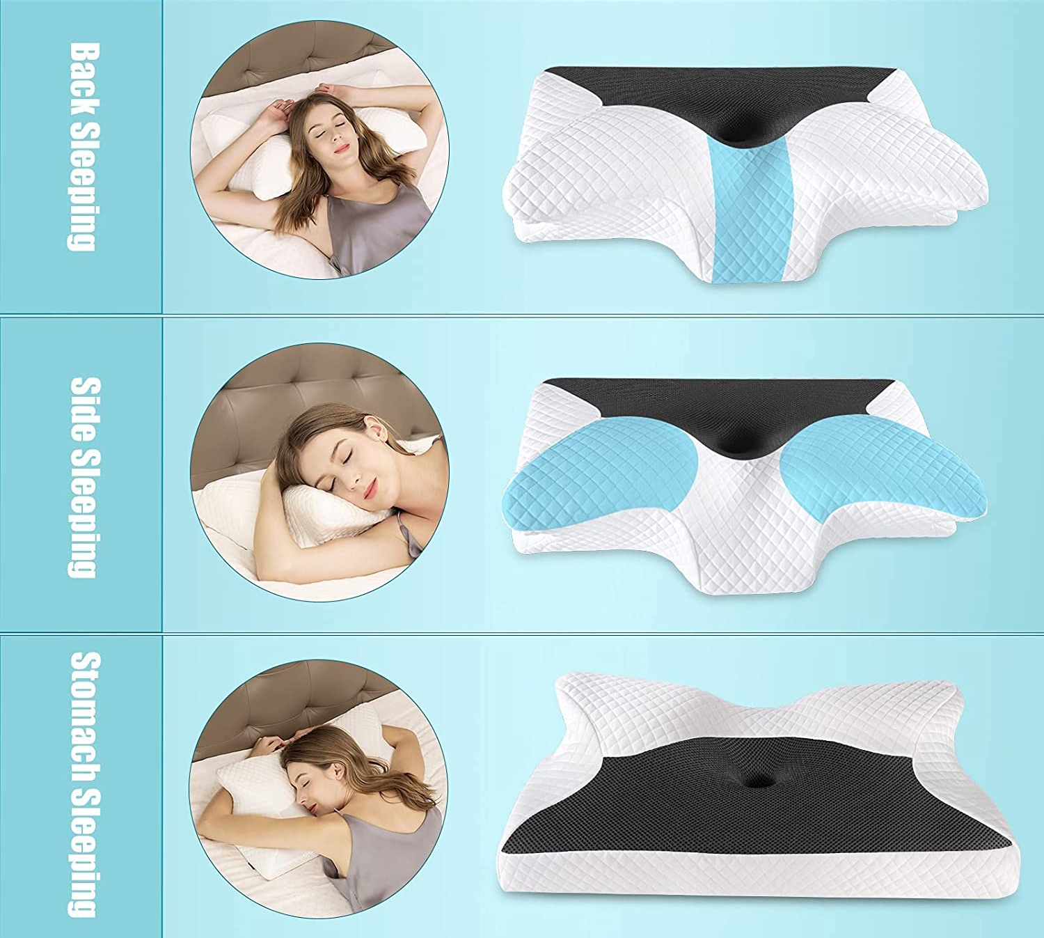 an image showing the different ways the pillow can be used