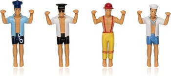  a constabulary  officer, leather man, operation  worker, and sailor, each   with raised arms