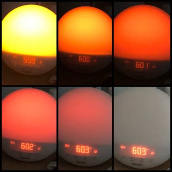 Reviewer photo showing the sunset feature of the clock
