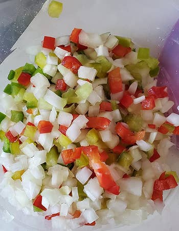 reviewer photo of perfectly diced veggies as a result of using the chopper
