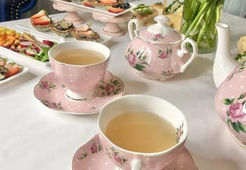 reviewer's pink tea set
