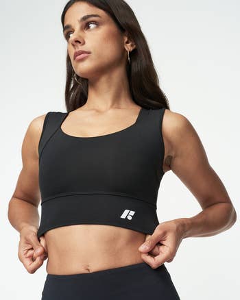 a supportive black sports bra