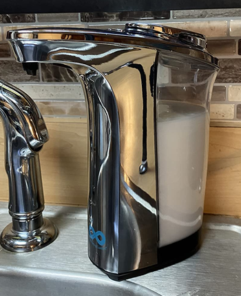 Reviewer image of the soap dispenser with white soap