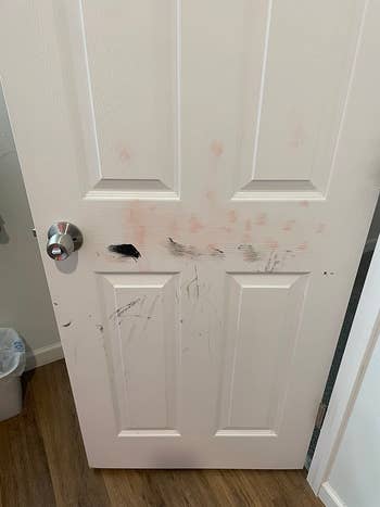 before image of a white door that's been colored on