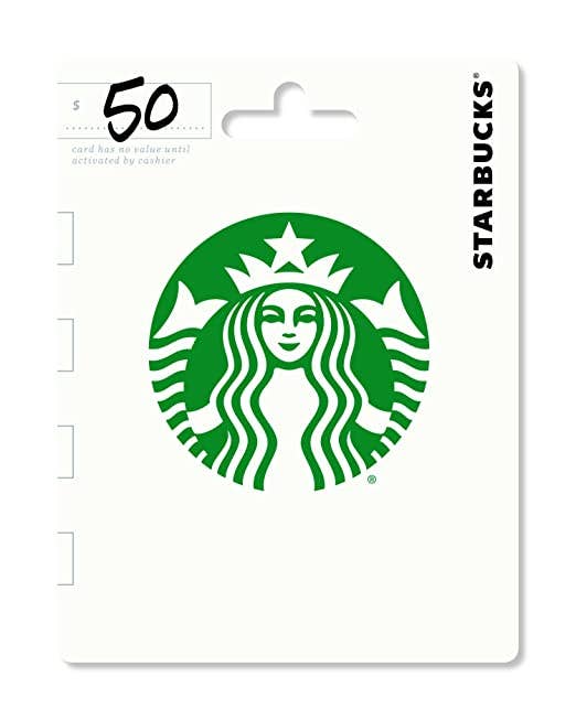 a $50 Starbucks gift card