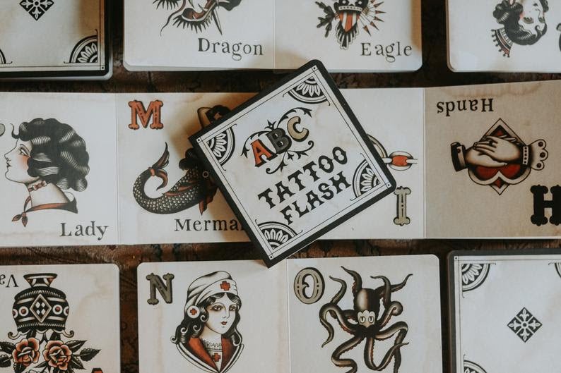 the cover of the ABC tattoo flash book