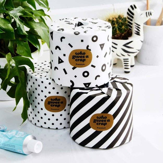 three double rolls with polka dot, stripes, and geometric patterns