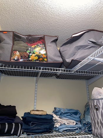 Storage bags placed in closet