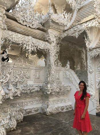 another reviewer wearing the dress