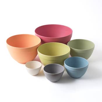 each of the seven pastel bowls separated showing their sizes