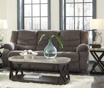 gray reclining sofa in living room